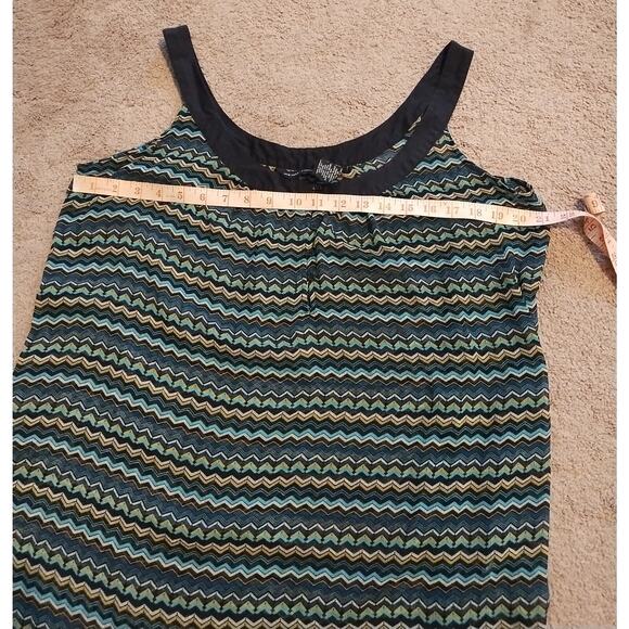New York Co. Blue Green Black Chevron Stripe Sleeveless Sheer Women's Top Size L - Picture 6 of 6